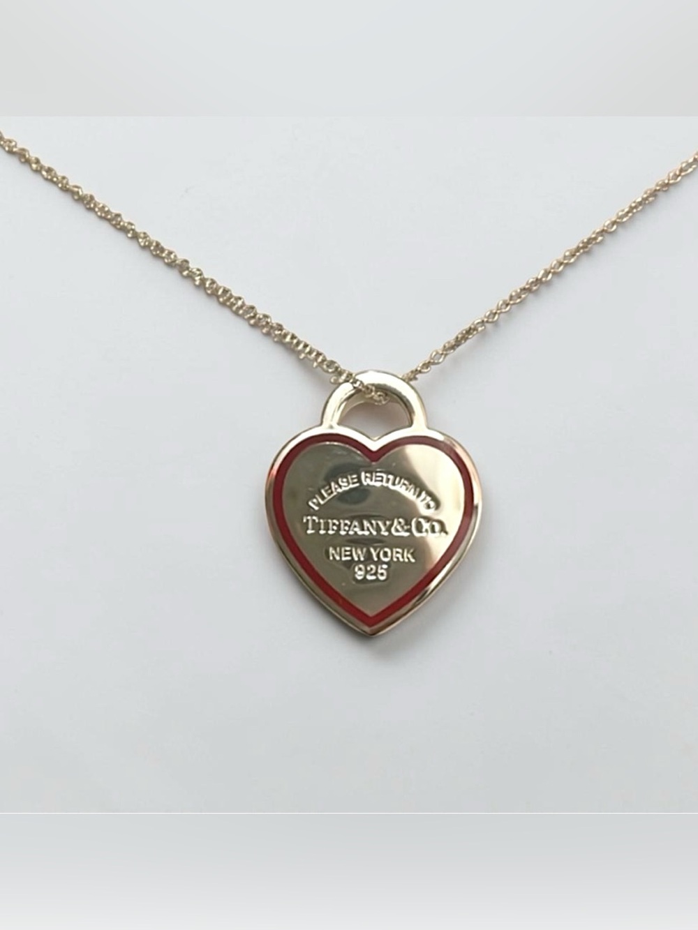 Tiffany & Co. 925 Silver Return to Red Outline Heart Tag Necklace Auth